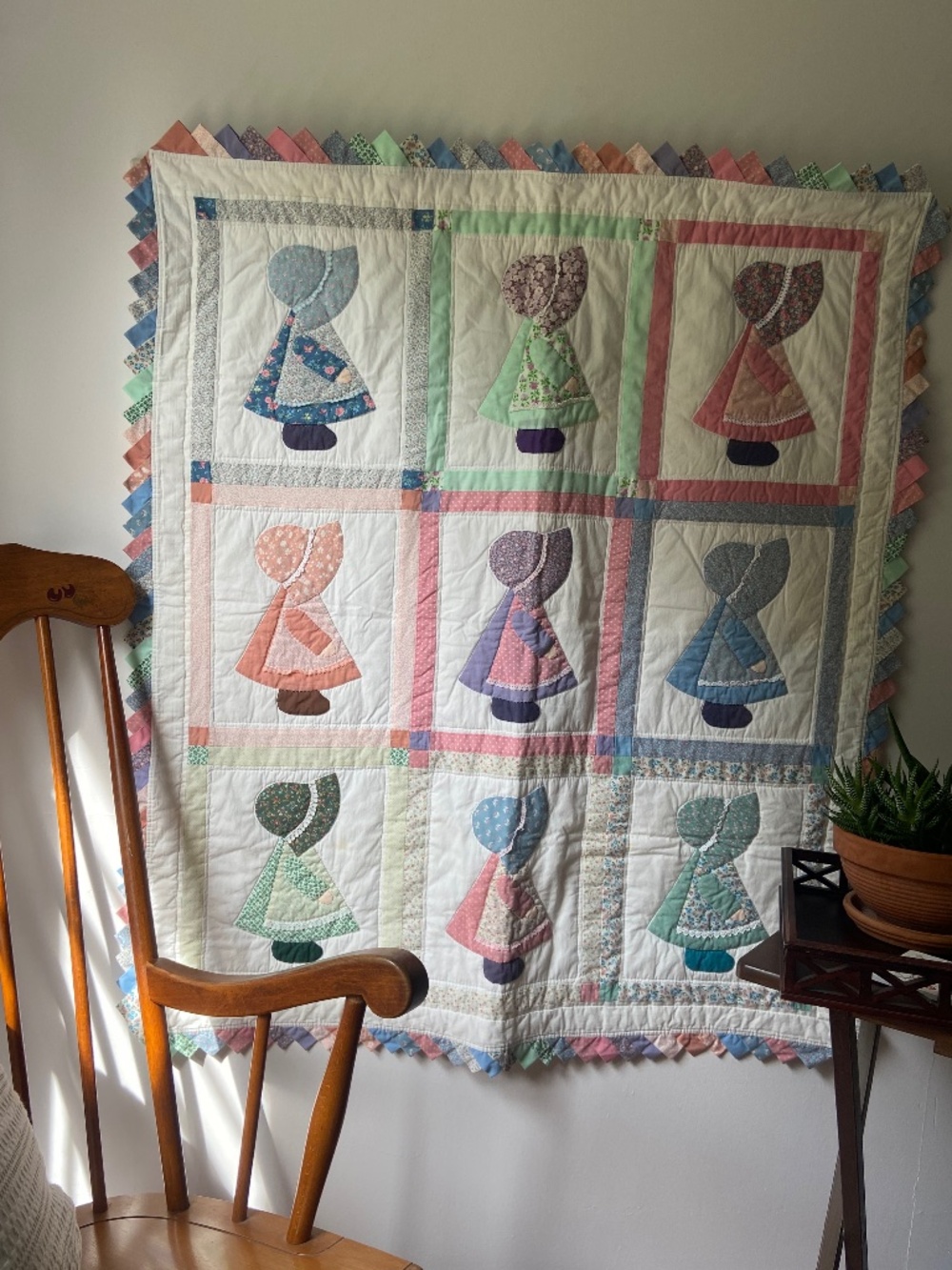 Vintage Sunbonnet Sue Cottagecore Handmade Quilted Nursery Wall Decor